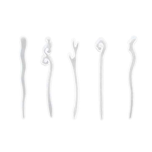 Beavorty Haarnadelformen, Haarstäbe, Silikonformen, Harzgussformen für DIY, Schmuck, Bastelzubehör, 5 Stück von Beavorty