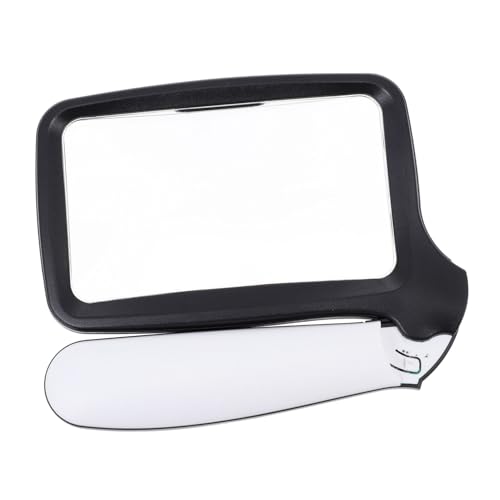 Beavorty Handheld LED Magnifier für Senioren Faltbare Leselupe mit Hochwertigem Acrylglas und Fünf Integrierten Lichtern für Bücher Pflanzen Münzen und Details von Beavorty