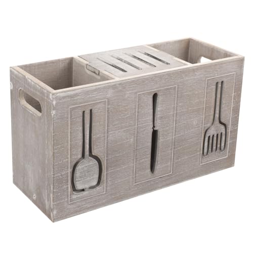 Beavorty Holz Besteck Aufbewahrungsbox mit Fächern Vintage Küchenutensilien Halter für Tischplatte Dekorative und Praktische Aufbewahrungslösung für Gabeln Löffel und Messer Beavorty Holz Besteck Aufbewahrungsbox mit Fächern Vintage Küchenutensilien Halter für Tischplatte Dekorative und Praktische Aufbewahrungslösung für Gabeln Löffel und Messer von Beavorty