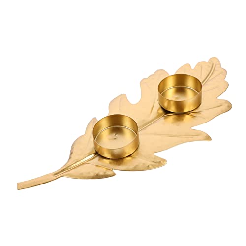 Beavorty Leuchter-Ornament Tablett Mit Goldenen Blättern Dekorative Kerzenhalter Desktop- Kerzenhalter Mittelstücke Kerzenhalter Aus Metall Kandelaber Europäischer Stil Eisen von Beavorty
