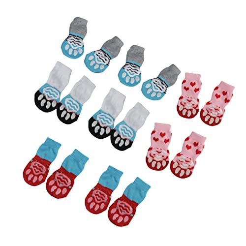 Beavorty 16 Stück Baumwollsocken Für Haustiere rutschfeste Hundesocken Winter Socken Für Katzen Und Hunde Anti Rutsch Pfotenschutz Atmungsaktive Haustierschuhe Für Innenbereiche von Beavorty