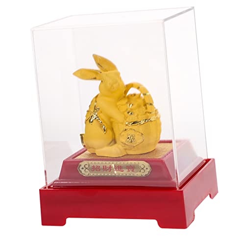 Beavorty Sternzeichen Hase Figur Feng Shui Hase Hase Statue Auto Armaturenbrett Reichtum Skulptur Zieht Wohlstand Neujahrsgeschenk an - Golden 1 von Beavorty