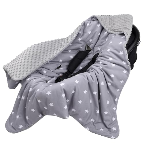 Bebamour Babydecke Neugeborene Geschenk Jungen Mädchen Babydecke mit Punkten Elterndecke weiche Wolldecke Bedruckte Tiermuster Autositz Decke,Grey Star von Bebamour