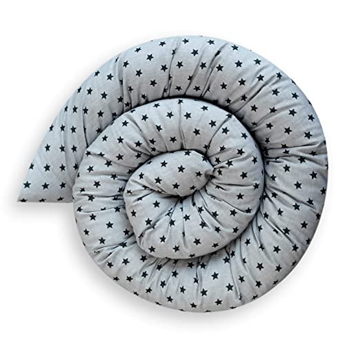 Bebeloo Bettschlange Bettkissen Seitenschläferkissen Nackenrolle Schlafkissen Kuschelschlange Stillkissen Zierkissen Zugluftstopper Body Pillow Baumwolle (Sternchen Graphit, 300 cm) von Bebeloo