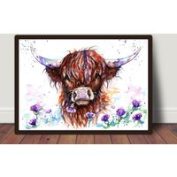 Highland Kuh Malerei Druck Original Aquarell Wandkunst Von Bebesarts Highland Kuh Malerei Druck Original Aquarell Wandkunst Von Bebesarts von BebesArts