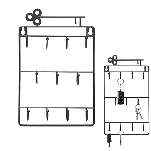 Bebochoi Wand Schlüsselbrett, Schlüsselhalter Dekorativer Wandmontage 11 Haken Schlüssel, Schlüsselhaken Organizer, für Eingangsbereich oder Küche, Flur, Schlafzimmer, Schwarz von Bebochoi