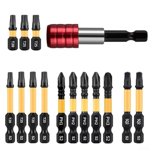15 tlg Schraubendreher Bit Set mit Magnethalter für Torx für T20 für T25 PH1 PH2 PH3 SQ2 Bits 1/4 Zoll Schaft Kompatibel mit Elektrowerkzeugen und Handschraubendreher 15 tlg Schraubendreher Bit Set mit Magnethalter für Torx für T20 für T25 PH1 PH2 PH3 SQ2 Bits 1/4 Zoll Schaft Kompatibel mit Elektrowerkzeugen und Handschraubendreher von Bebykilemi
