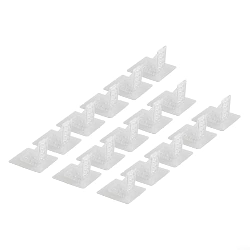 16 transparente Acryl-Regalhalterungen, 7 x 7 cm, rechtwinklig, 90 Grad, ABS-Wandhalterung, Unterstützung für Kleiderschrank, Küchenschrank, Bücherregal, ohne Bohren von Bebykilemi