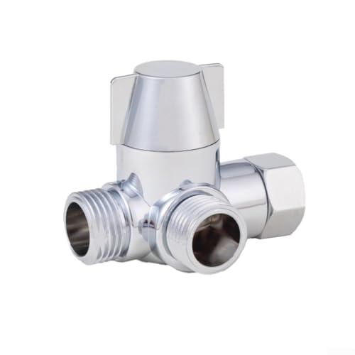 3-Wege-G1/2-Duschkopf-Umstellventil, T-Adapter mit Eckventil-Funktion, ABS-Wasserteiler für Badezimmer- oder Küchenspüle, kompatibel mit Standardschlauch (Silber) von Bebykilemi