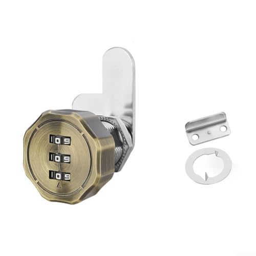 3-stelliges Zahlenschloss aus Zinklegierung für Schränke, Schubladen, Briefkästen, Schließfächer, Schränke, Werkzeugkästen, Wohnwagen, Wohnmobile und Boote, zurücksetzbarer Code (grüne Bronze) von Bebykilemi