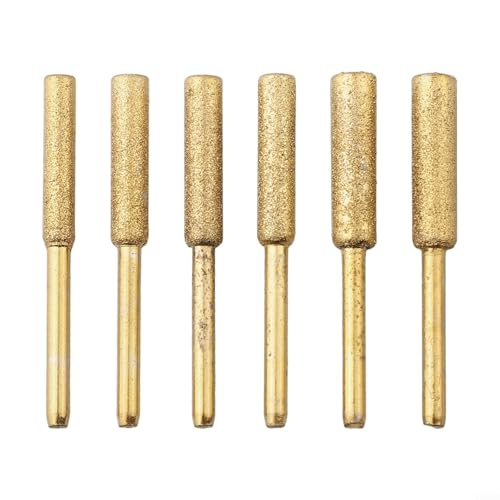 6 Stück beschichtete zylindrische Frässteine für Kettensäge, Schleifsteine für elektrische Schleifmaschine, 3 mm Schaft, 4,0 mm, 4,8 mm, 5,5 mm, Metall-Polierkettensägen-Schärfset von Bebykilemi