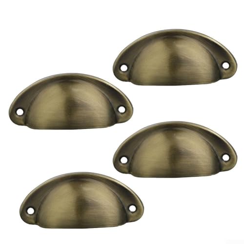 82 mm antike Schubladengriffe, 4 Stück, Retro, halbrund, Tassengriffe mit Schrauben, Vintage-Eisen-Schranktürknäufe für Küche, Bad, Schrank, gebürstete Bronze 82 mm antike Schubladengriffe, 4 Stück, Retro, halbrund, Tassengriffe mit Schrauben, Vintage-Eisen-Schranktürknäufe für Küche, Bad, Schrank, gebürstete Bronze von Bebykilemi