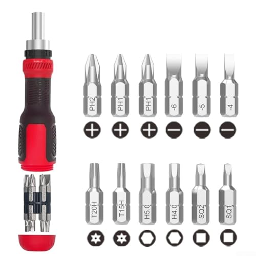 Bebykilemi 13-in-1 Ratschenschraubendreher, Multi-Magnet-Bit mit Ratschengriff, 180 Grad schwenkbarer Kopf für Heimwerkstatt von Bebykilemi