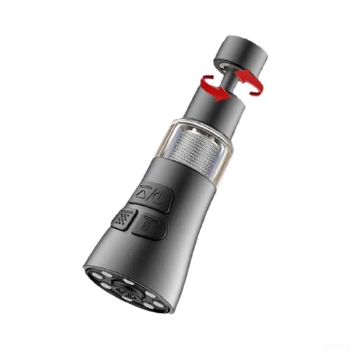 Bebykilemi 3-in-1 Küchenarmatur-Sprühkopf mit 360° drehbarem Wasserhahn-Aufsatz, verstellbarer Waschbeckenhahnverlängerung und wassersparendem Sprühkopf, Ersatz-Wasserhahn-Sprühdüse für (grau) von Bebykilemi