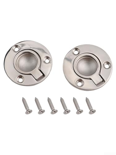Bebykilemi 316 Edelstahl bündig Ringzuggriff Set mit 2 runden versenkten Türgriffen für Schränke, Schubladen, Kleiderschränke, Schranktüren, Marine-Luken-Verriegelungsgriffe für von Bebykilemi