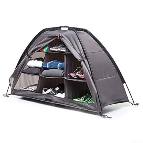 Bebykilemi 9 Regale, Campingaufbewahrung, Organizer, zusammenklappbar, Zelt, Kleidung, Aufbewahrung, tragbarer Wohnmobil-Schuhhalter mit Erdspießen, 210D Oxford-Gewebe, 128 x 55 x 75 cm, Braun (grau) Bebykilemi 9 Regale, Campingaufbewahrung, Organizer, zusammenklappbar, Zelt, Kleidung, Aufbewahrung, tragbarer Wohnmobil-Schuhhalter mit Erdspießen, 210D Oxford-Gewebe, 128 x 55 x 75 cm, Braun (grau) von Bebykilemi