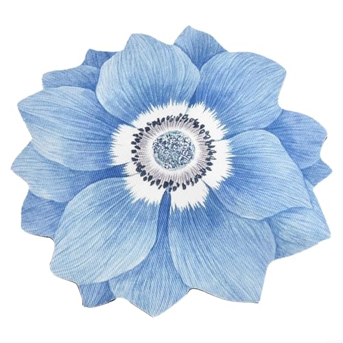 Bebykilemi Chinesisches traditionelles Lotus-Muster Bodenmatte, Samt-Badezimmerteppich, rutschfeste Küchenmatte, saugfähiger Nachttisch, 40 x 40 cm (Hellblau) von Bebykilemi