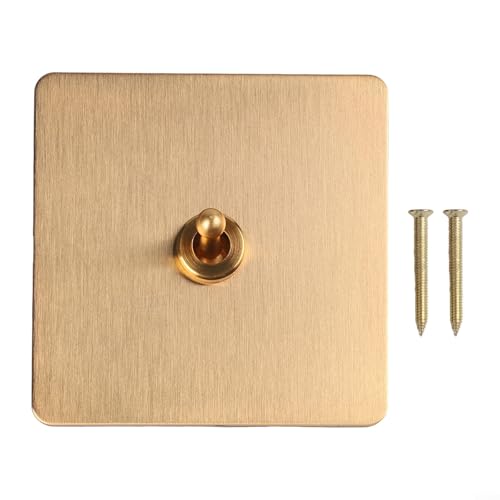 Bebykilemi Kippschalter 1, 2, 3, 4 Gang Retro Messing Platte Hebel 86 Typ Wandschalter Gold Handgefertigter elektrischer Schalter für Heimbeleuchtung Steuerung (1 Gang) von Bebykilemi