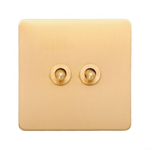 Bebykilemi Kippschalter 1, 2, 3, 4 Gang Retro Messing Platte Hebel 86 Typ Wandschalter Gold Handgefertigter elektrischer Schalter für Heimbeleuchtung Steuerung (2 Gang) von Bebykilemi