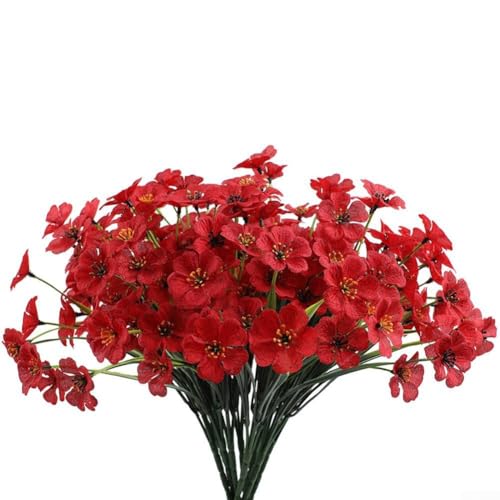 Bebykilemi Künstliche Blumen für den Innen- und Außenbereich, 31 cm, Seidenblumenstiele, Garten, Veranda, Zaun, Heimdekoration, für Hochzeit, Geburtstag, Party (rot) von Bebykilemi