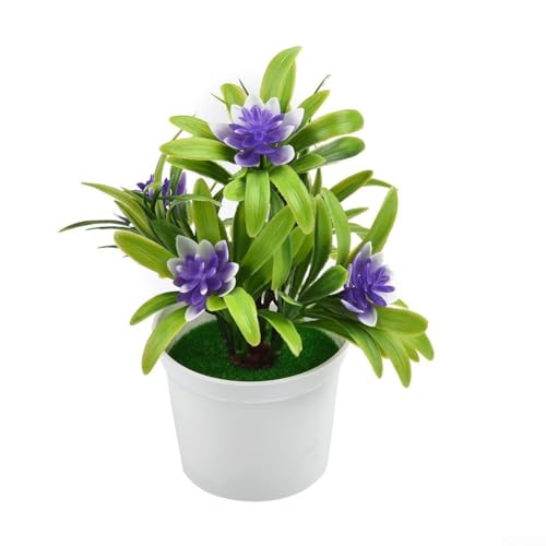 Bebykilemi Künstliche Lotusblumen-Arrangement, mit Blättern im dekorativen Topf, für drinnen und draußen, für Zuhause, Büro, Restaurant, Garten, Dekor (lila) von Bebykilemi