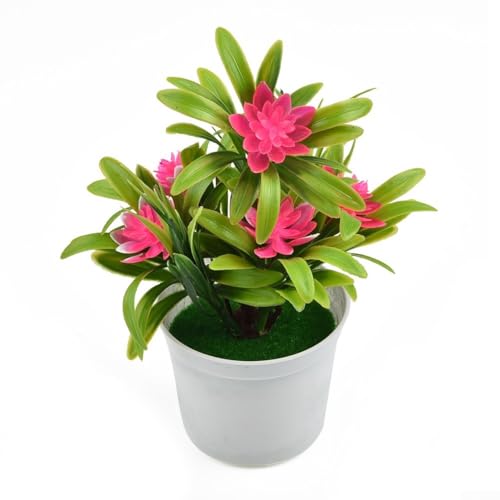 Bebykilemi Künstliche Lotusblumen-Arrangement, mit Blättern im dekorativen Topf, für drinnen und draußen, für Zuhause, Büro, Restaurant, Garten, Dekoration (Rosa) von Bebykilemi