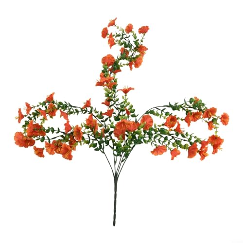 Bebykilemi Künstliche Morning Glory Hängende Rebe Seide Blumen Outdoor Indoor Dekorative Pflanze mit realistischen Eukalyptusblättern für Wand Tür Zaun (Sonnenuntergang Rot) von Bebykilemi