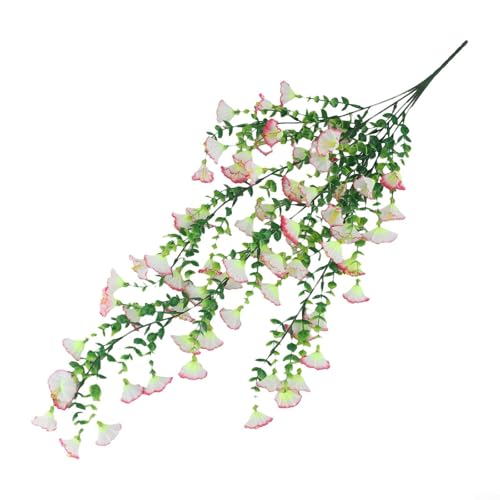 Bebykilemi Künstliche Morning Glory Hängende Rebe Seidenblumen Outdoor Indoor Dekorative Pflanze, mit realistischen Eukalyptusblättern, für Wand Tür Zaun (Rosa) von Bebykilemi