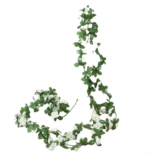 Bebykilemi Künstliche Rosenranken, künstliche hängende Rosengirlanden für DIY Hochzeitsbogen Wand Party Zuhause Outdoor Garten Tischdekoration (weiß) von Bebykilemi