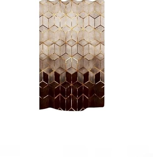Bebykilemi Ombre-Duschvorhang aus braunem Marmor mit abstraktem geometrischem Gitter und goldenen Linien, wasserdichter Polyester-Badezimmervorhang mit rostfreien Ösen, moderne Stallgröße von Bebykilemi