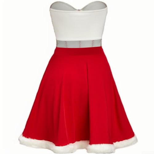 Bebykilemi Plüsch-Weihnachtskostüm für Damen, Schlauch-Top und Rock, ärmellos, einfarbig, mit moderater Elastizität für Urlaubsparty-Auftritte (XL Rot) von Bebykilemi