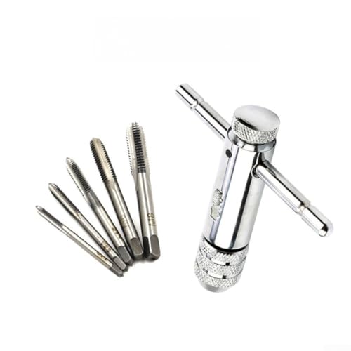 Bebykilemi Professioneller T-Griff Ratschengewindebohrer, M3-M6, 5–12 mm, Gewindeschneider, Werkzeug-Set mit Stahl-Handgewindebohrer, Maschinenschrauben, Gewindewerkzeug-Set (10) von Bebykilemi