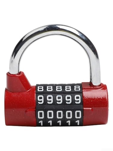 Bebykilemi Robustes 5-stelliges Zahlenschloss für Schließfächer und Schränke, sicher (rot) von Bebykilemi