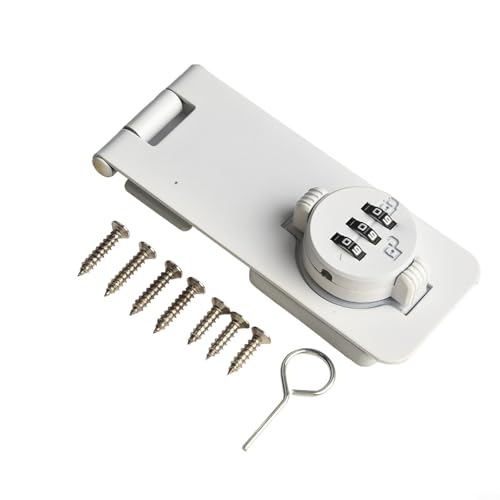 Bebykilemi Schranktür, 3-stelliges Zahlenschloss, Drehknopf, Haspenschloss mit Kombination (weiß) von Bebykilemi