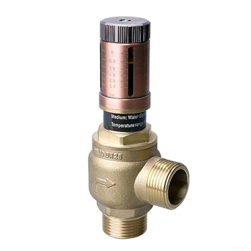 Differenzdruck-Bypass-Ventil für Fußbodenheizung, Wärmepumpe, Kesselsystem für HVAC, Messing, 33 mm Gewinde, 360 °, Doppeleinheit, Anzeigestange, mH2O Hydraulische Balance von Bebykilemi