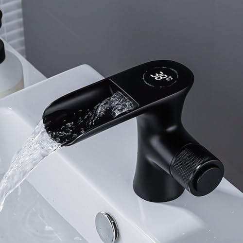 Digitale Anzeige Badezimmer Wasserhahn Wasserfall Waschtischarmatur mit Messingkonstruktion, Dual Control Wasserhahn, Modernes Badezimmer Waschbecken Wasserhahn Design, Luftsprudler Waschbecken Digitale Anzeige Badezimmer Wasserhahn Wasserfall Waschtischarmatur mit Messingkonstruktion, Dual Control Wasserhahn, Modernes Badezimmer Waschbecken Wasserhahn Design, Luftsprudler Waschbecken von Bebykilemi