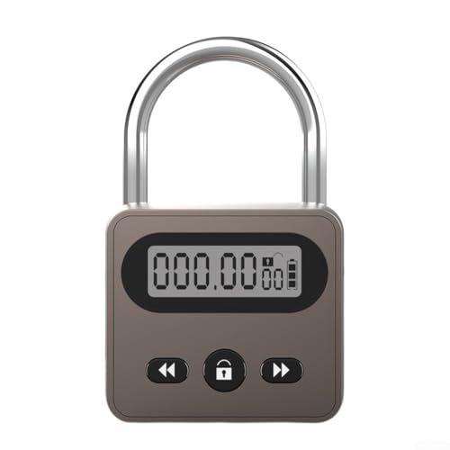 Elektronisches Timerschloss aus Metall mit LCD-Display, über USB wiederaufladbar, digitales Zeitschloss für Sicherheit zu Hause, 999 Stunden, Timing-Funktion, Verriegelungsmechanismus, Alarm (braun) Elektronisches Timerschloss aus Metall mit LCD-Display, über USB wiederaufladbar, digitales Zeitschloss für Sicherheit zu Hause, 999 Stunden, Timing-Funktion, Verriegelungsmechanismus, Alarm (braun) von Bebykilemi