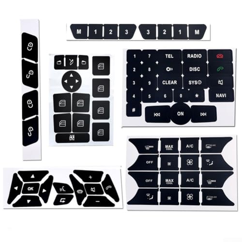 Für Benz Button Aufkleber Set für C E SLK Klasse AC Tür, Radio und Lenksteuerung von Bebykilemi