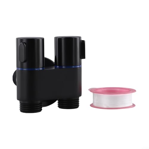 G1/2 Doppelsteuerungs-Winkelventil, 1-in-2-Out-Legierung, Wasserumsteller mit Metallgriff für Waschmaschine, WC, Bidet-Sprüher, Küchenspüle, Badezimmerwaschbecken, (schwarz) von Bebykilemi