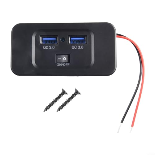 Kfz-Schnellladebuchse Dual USB QC 3 0 12 V 24 V Panel Mount Steckdose für Autos, Motorräder, Boote, Wohnmobile, kompatibel mit USB-betriebenen Geräten von Bebykilemi