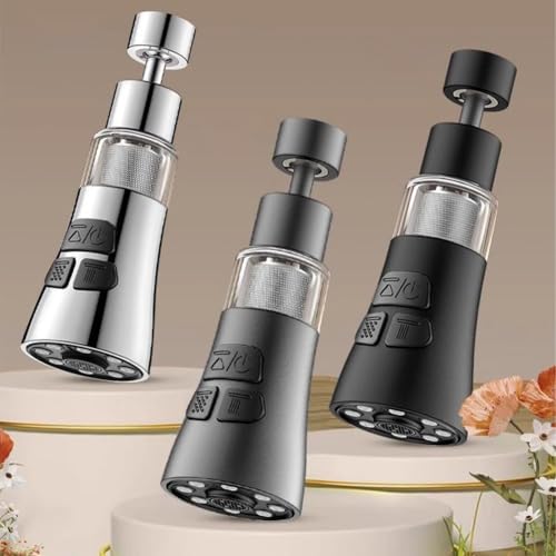 Küchenarmatur-Verlängerung, 3-in-1-Sprühkopf mit 360° schwenkbarem Auslauf, herausziehbarer Wasserhahnbelüfter für Küchenspüle, wassersparende ABS-Konstruktion (schwarz) von Bebykilemi