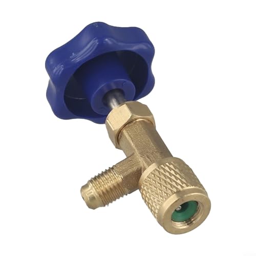 Kühlschrank-Flaschenöffner-Ventil für R22 R134a R410A Gas 1/4 SAE AC Tankventil, Zubehör, Metallkörper, auslaufsichere Dichtung, Edelstahl, Messing (blau) von Bebykilemi