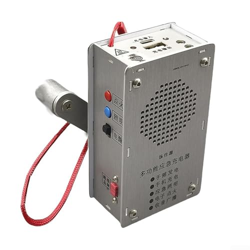 Manueller Stromgenerator für Outdoor-Abenteuer, tragbare Handy-Ladelösung, Handkurbel-Ladegerät mit Beleuchtung für Camping, Wandern, Reisen (Akku-Version) von Bebykilemi