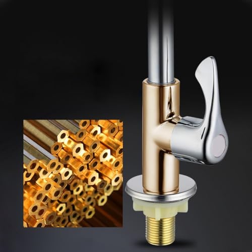 Messing-Küchenarmatur, Einzel-Kaltwasserhahn, 360 Grad Schwenkauslauf, Einhebelgriff, Spültischarmatur für Küche, Badezimmer, Bar, Thekeninstallation Messing-Küchenarmatur, Einzel-Kaltwasserhahn, 360 Grad Schwenkauslauf, Einhebelgriff, Spültischarmatur für Küche, Badezimmer, Bar, Thekeninstallation von Bebykilemi