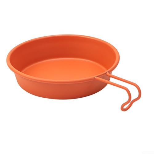 Outdoor-Teller aus Edelstahl mit Griff, ideal für Camping und Picknick-Mahlzeiten, 280 ml Fassungsvermögen (orange) von Bebykilemi