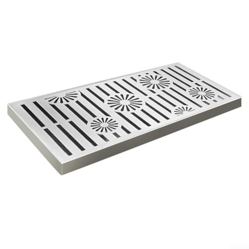 Rechteckiges Ablaufgitter aus Edelstahl, 200 x 300 mm mit Rahmen, robust, rostbeständig, für Terrassen, Gärten, Gehwege, Pools, Höfe (200 x 300 x 20 x 2 mm) von Bebykilemi