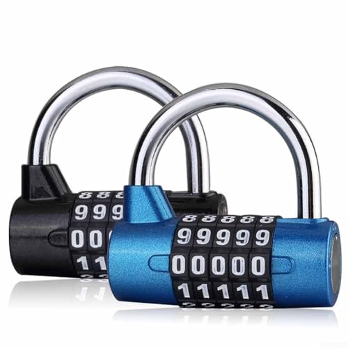 Robustes 5-stelliges Zahlenschloss aus Zinklegierung für Schließfächer, Gepäck, Schränke und Türen, Anti-Diebstahl-Codeschloss mit einfachem Reset, sicher, klein (blau) von Bebykilemi