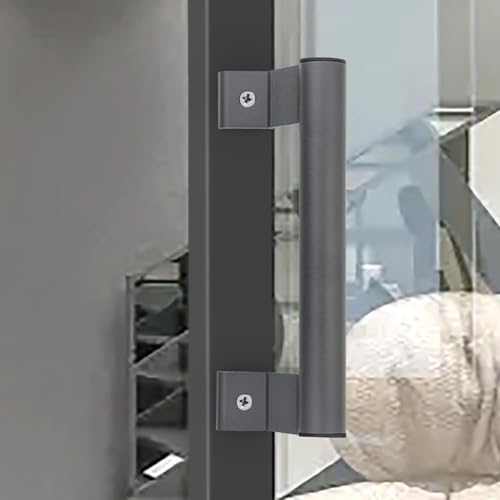 Schiebetürgriff aus Aluminiumlegierung, 200 mm, mit ergonomischem Griff und Hochtemperatur-Beschichtung für Balkon-, Glas- und Holztüren, langlebiges Design, breite Basis, 2 Stück (dunkelgrau) von Bebykilemi