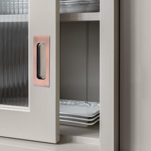 Schiebetürgriff aus Edelstahl, verdecktes eingebettetes Design für Kleiderschrank, Schrank oder unsichtbare Türen, 120 x 40 mm, ovale oder quadratische Form mit (quadratisch rot antik) von Bebykilemi