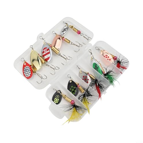 Schlankes Design, 10 Angelspinner, verpackt in einer tragbaren Kunststoff-Aufbewahrungsbox (ein Set) von Bebykilemi
